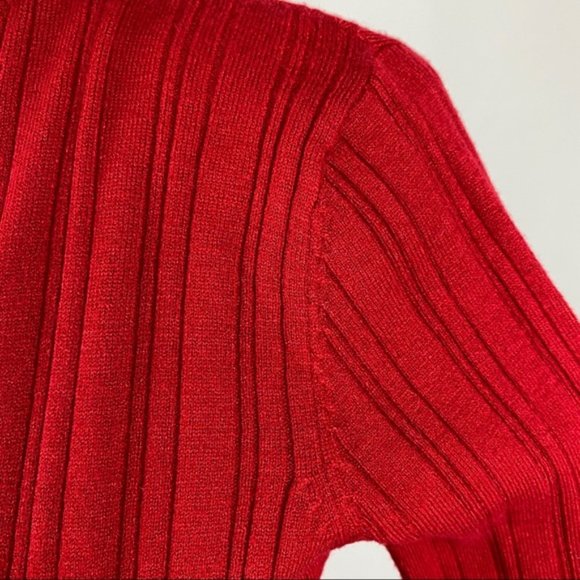 Joan Vass New York Long Sleeved Red Thin Sweater 🟡 - Picture 4 of 9